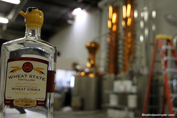 A wax dipped bottle at Wheat State Distilling in Wichita, Kansas. These are school neutral bottles, but doesn't that look like WuShock's head (Wichita State mascot)?