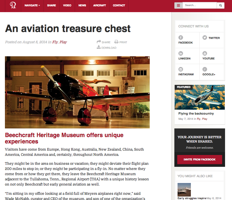 Beechcraft Journey screen shot Beechcraft Heritage Museum