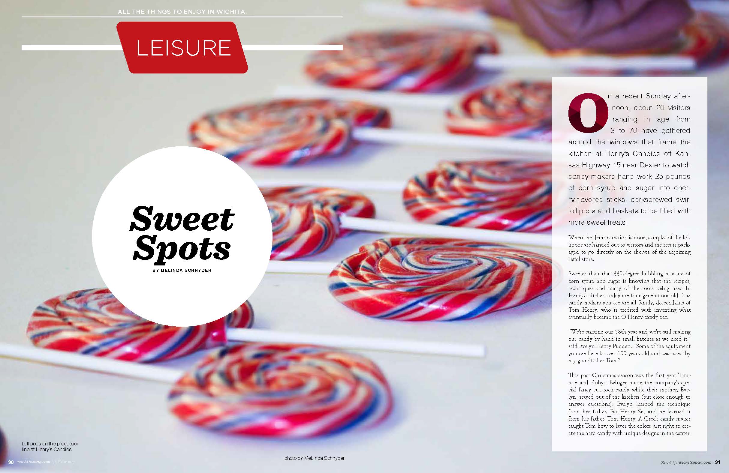 Wichita magazine travel article on candy and chocolate shops in the region that offer tours